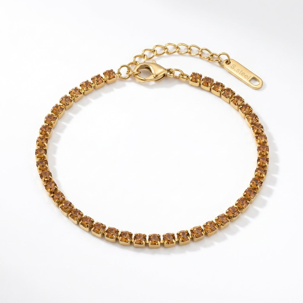 Brățară Tennis din Inox cu Pietre Maro 2mm - BF1121