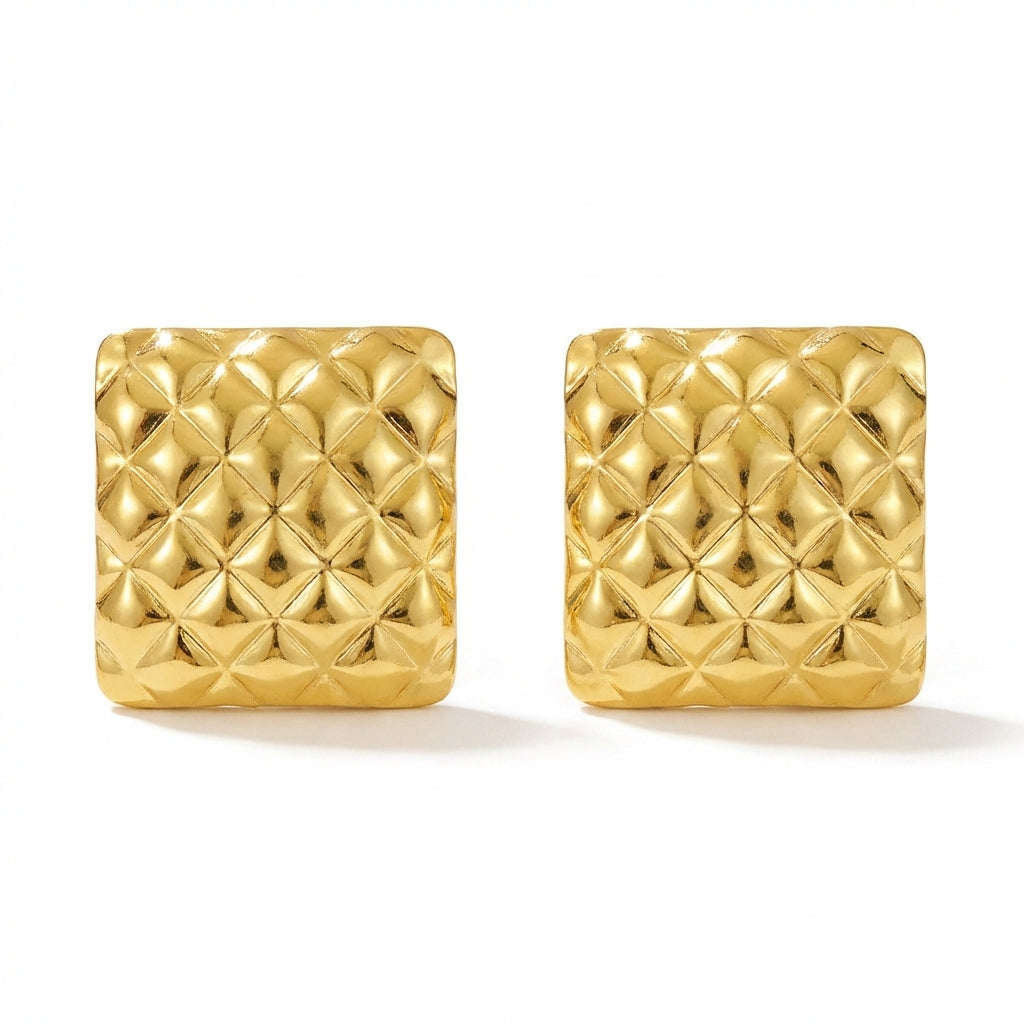 Cercei Pătrat matlasat din Oțel Inoxidabil - Hipoalergenici