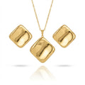 Set Lănțișor și Cercei Inox Auriu Romb Cushion Lucios - Minimalist Oțel Inoxidabil - LPD1488 45 cm - Hipoalergenici