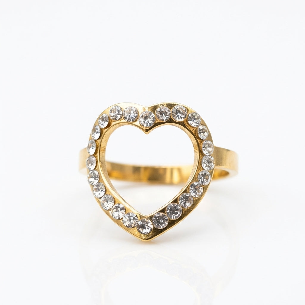 Inel Inimă deschisă, zirconiu Oțel Inoxidabil Auriu - Hipoalergenic