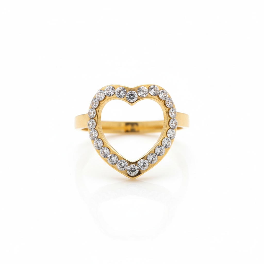 Inel Inimă deschisă, zirconiu Oțel Inoxidabil Auriu - Hipoalergenic