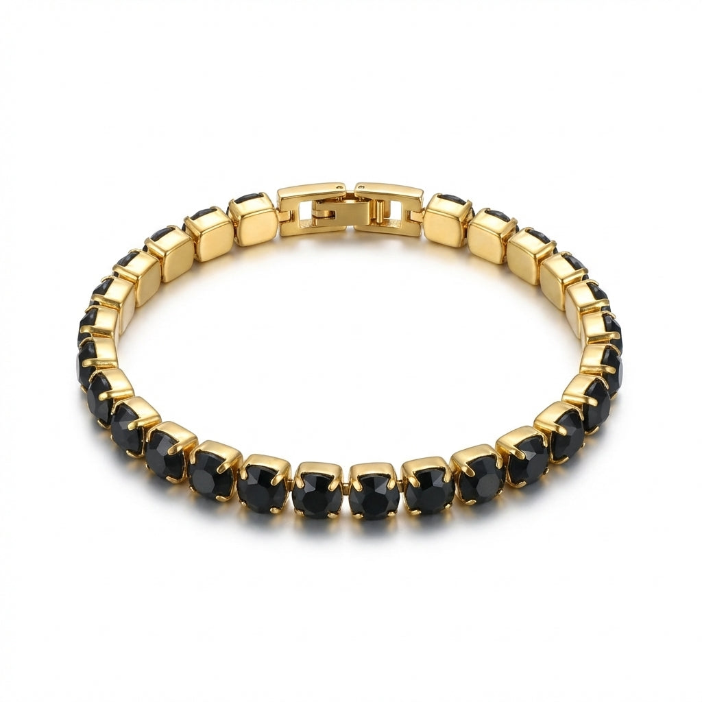 Brățară Tennis din Inox cu Pietre Negre 4mm - BF1120