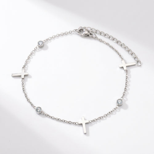 Brățară Cruciulițe & Zirconiu Oțel Inoxidabil 2mm - Hipoalergenică - BF937