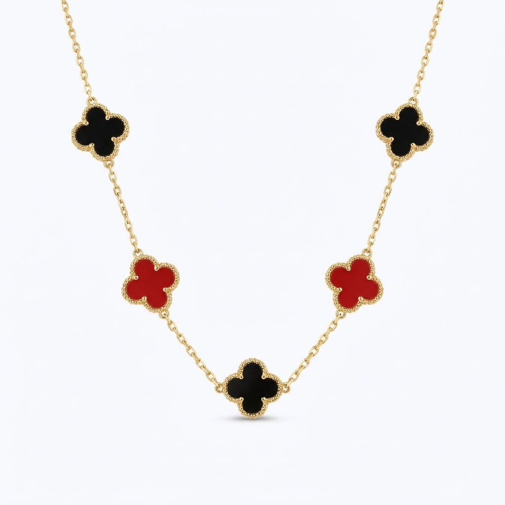 Lănțișor Inox Alhambra Auriu cu Trifoiuri Bicolor - Elegant - Hipoalergenic