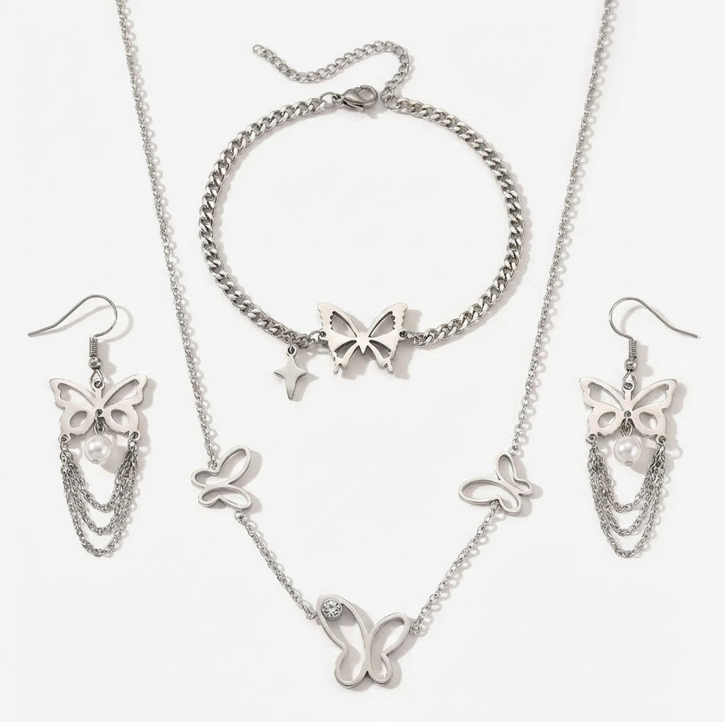 Set Fluture și Stea Oțel Inoxidabil - - Hipoalergenic