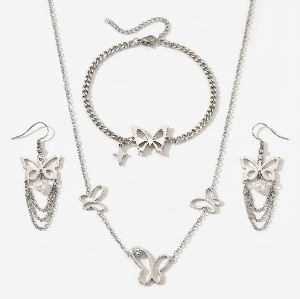 Set Fluture și Stea Oțel Inoxidabil - - Hipoalergenic