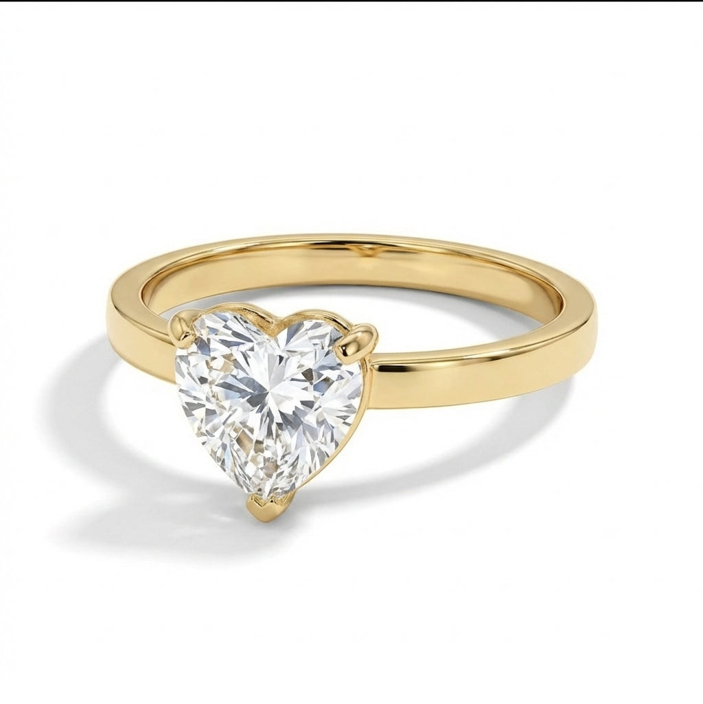 Inel de Logodna Zirconiu Cubic inimă central solitaire cu Zirconiu Cubic Oțel Inoxidabil Auriu - IND1709 | Zelora