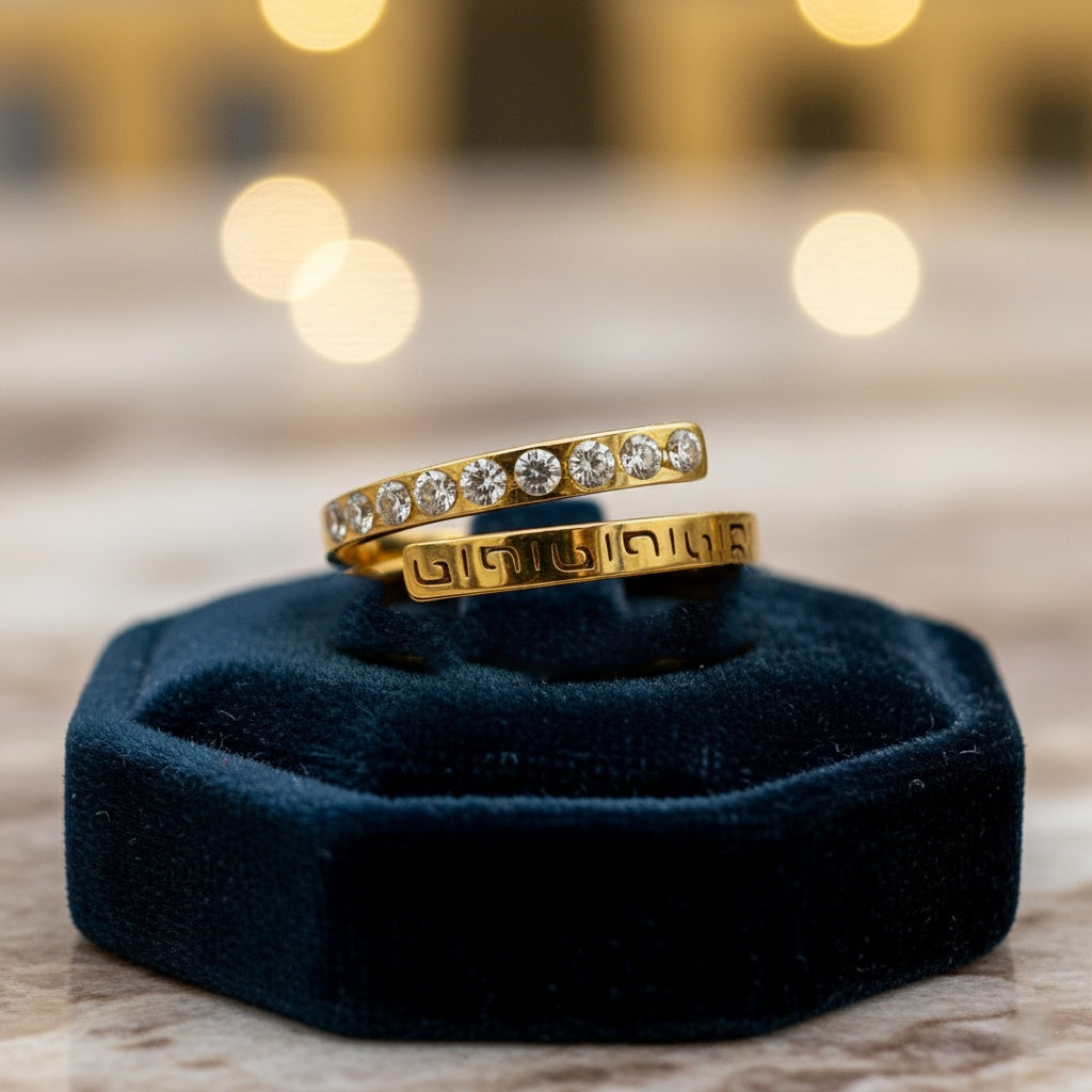 Inel Spirala, zirconiu, grecesc Oțel Inoxidabil Auriu - Hipoalergenic