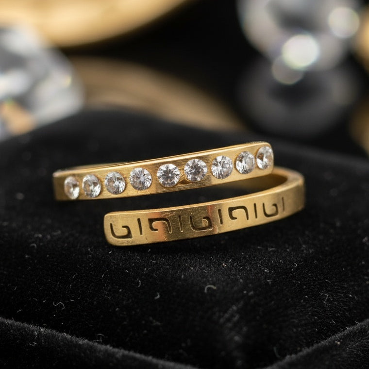 Inel Spirala, zirconiu, grecesc Oțel Inoxidabil Auriu - Hipoalergenic