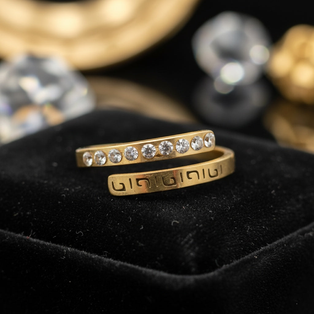 Inel Spirala, zirconiu, grecesc Oțel Inoxidabil Auriu - Hipoalergenic