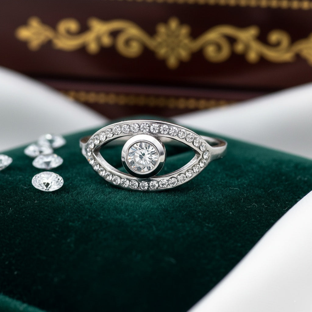 Inel Ochi zirconiu înconjurat zirconiu Oțel Inoxidabil Argintiu - Hipoalergenic