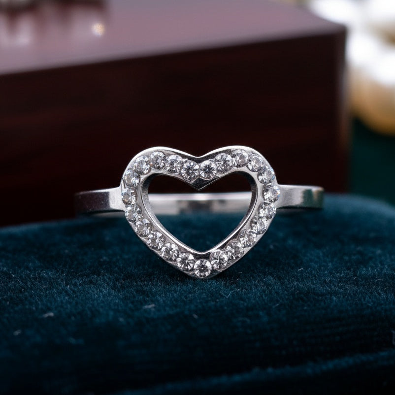 Inel Inimă decupată zirconiu Oțel Inoxidabil Argintiu - Hipoalergenic