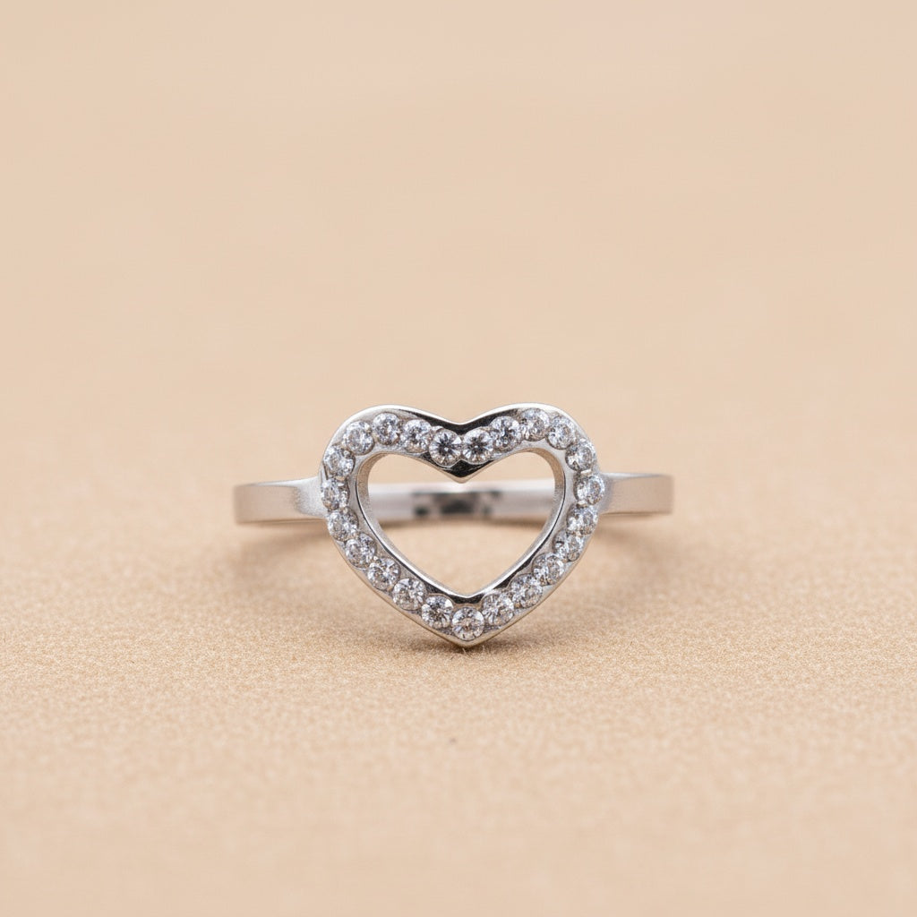 Inel Inimă decupată zirconiu Oțel Inoxidabil Argintiu - Hipoalergenic