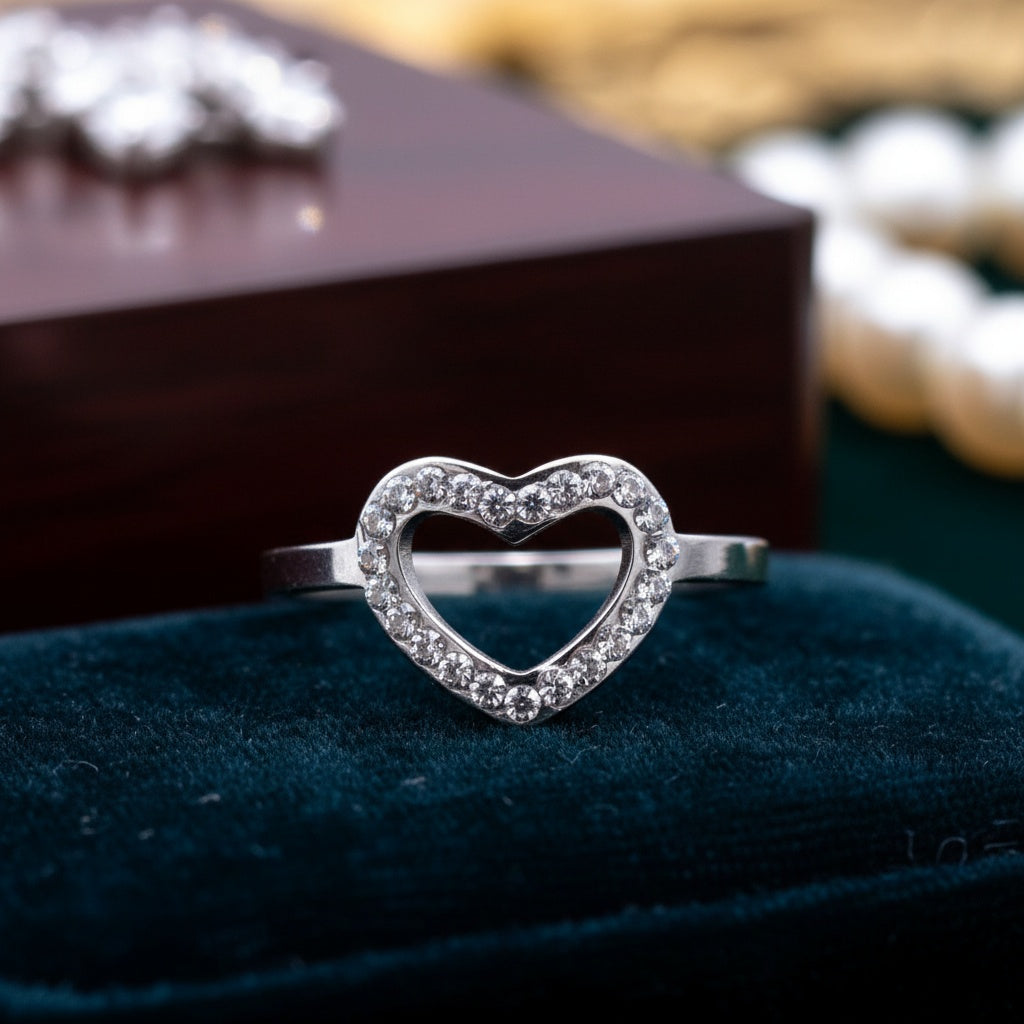 Inel Inimă decupată zirconiu Oțel Inoxidabil Argintiu - Hipoalergenic