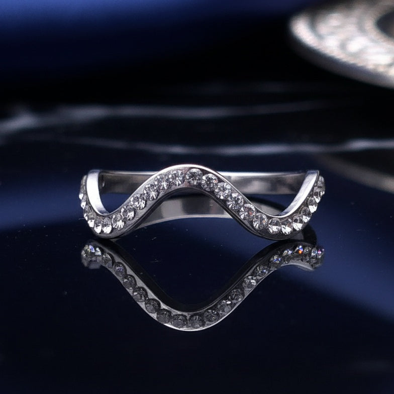 Inel Bandă ondulată zirconiu Oțel Inoxidabil Argintiu - Hipoalergenic