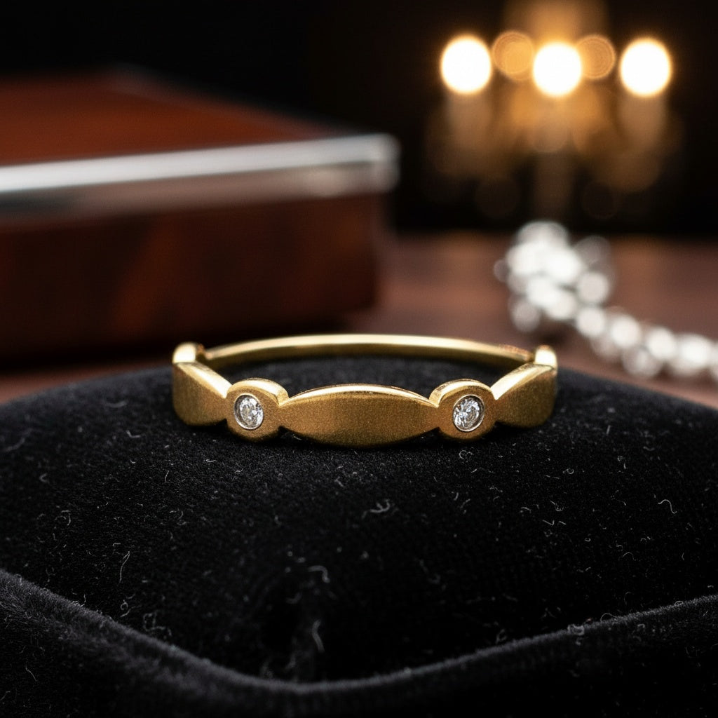 Inel bandă zirconiu Oțel Inoxidabil Auriu - Hipoalergenic