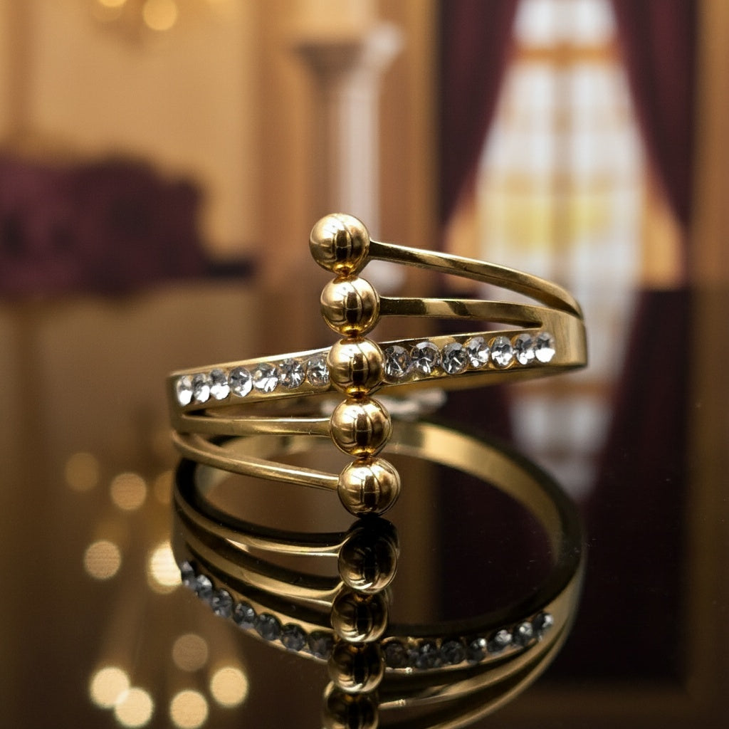 Inel Bile, benzi, zirconiu Oțel Inoxidabil Auriu - Hipoalergenic