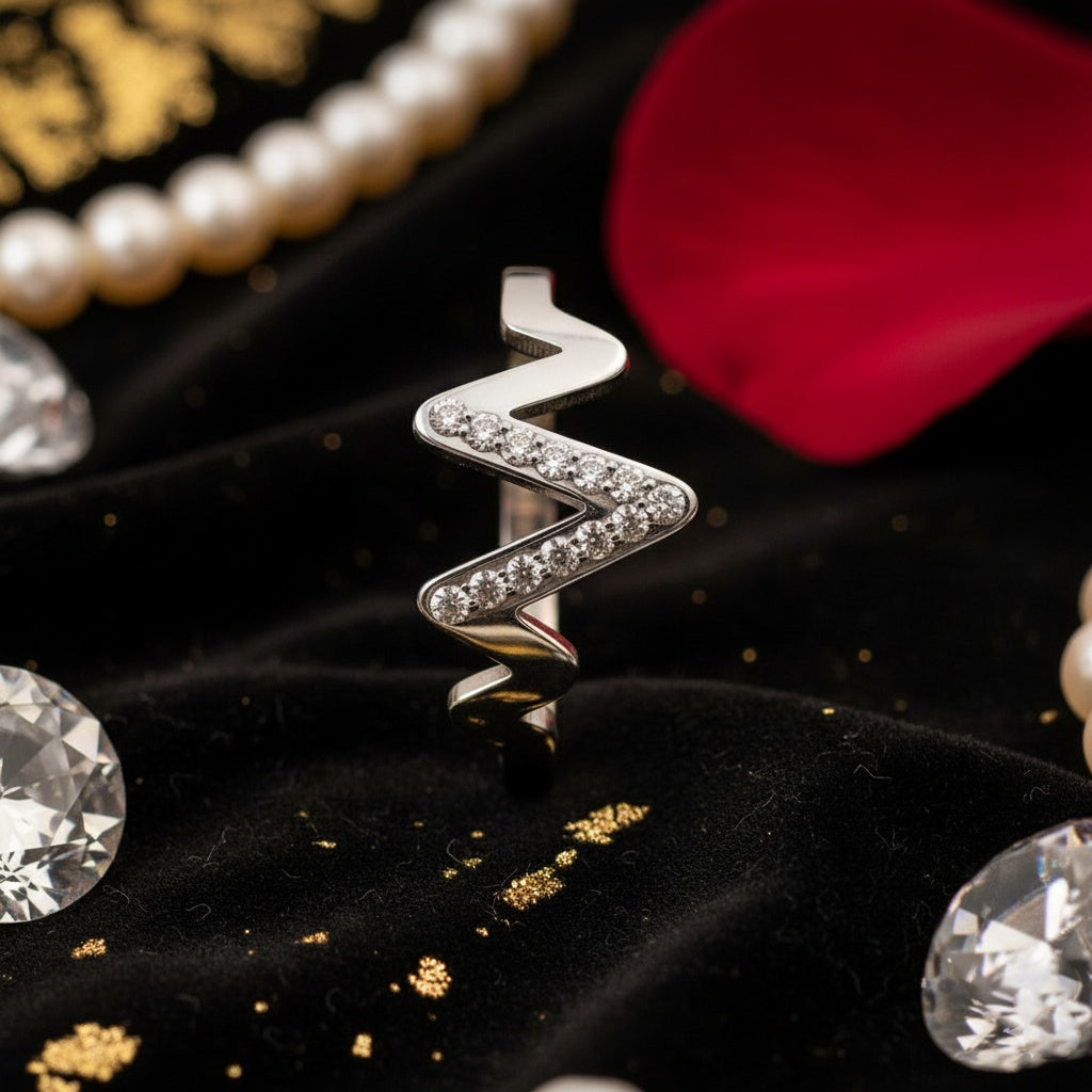 Inel Valuri, zirconiu, modern Oțel Inoxidabil Argintiu - Hipoalergenic