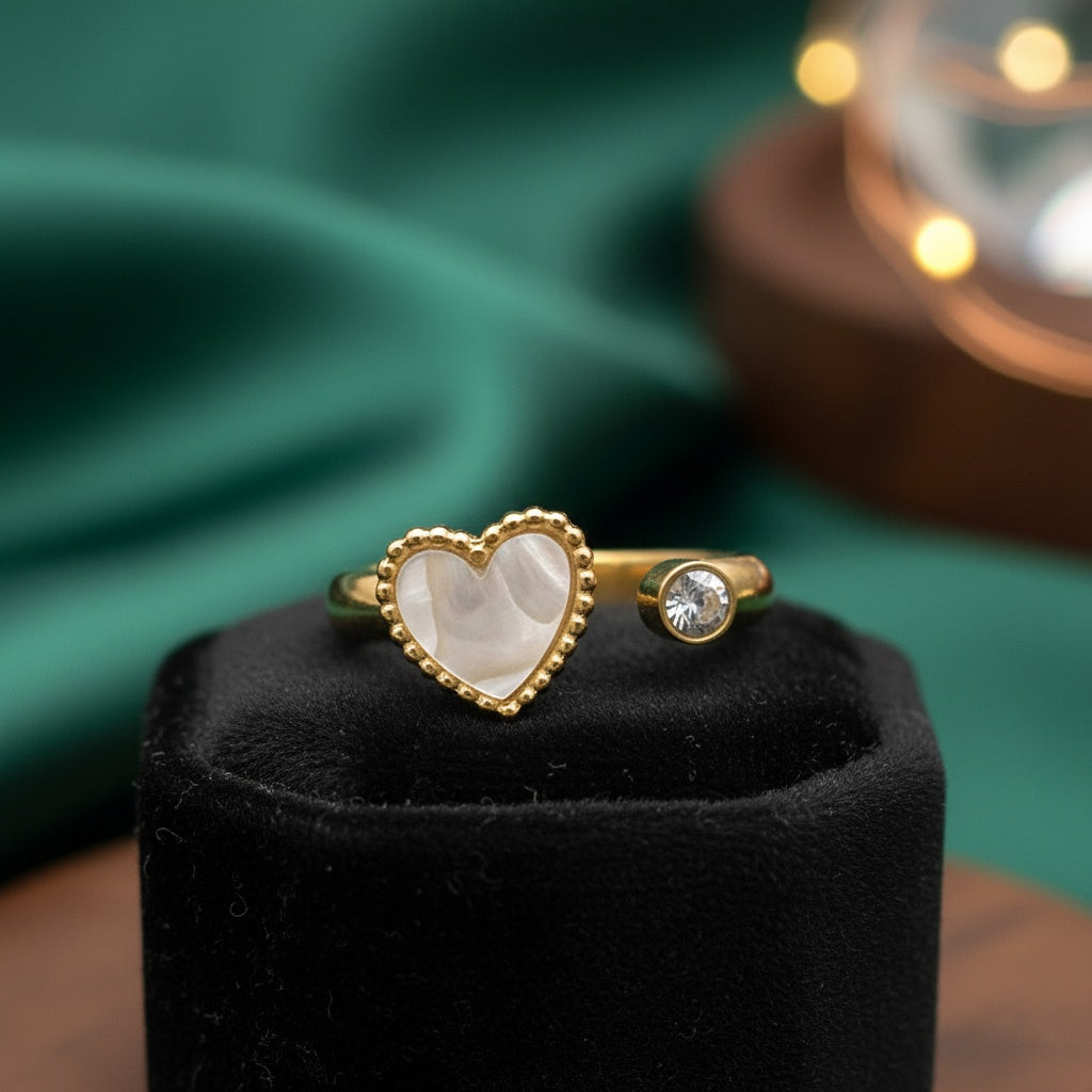 Inel inimă zirconiu minimalist Oțel Inoxidabil Auriu - Hipoalergenic