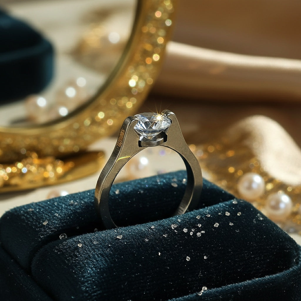 Inel solitar modern Oțel Inoxidabil Argintiu - Hipoalergenic