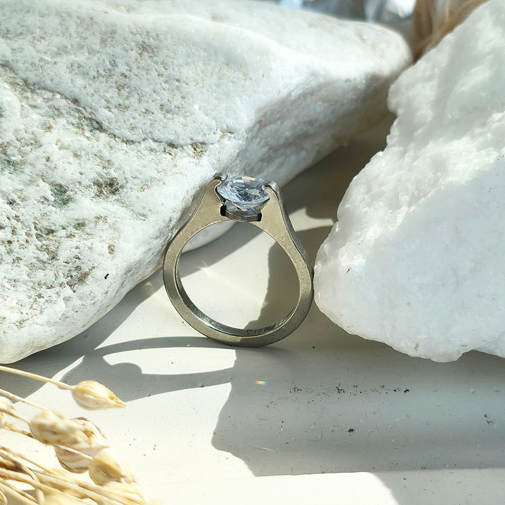 Inel solitar modern Oțel Inoxidabil Argintiu - Hipoalergenic