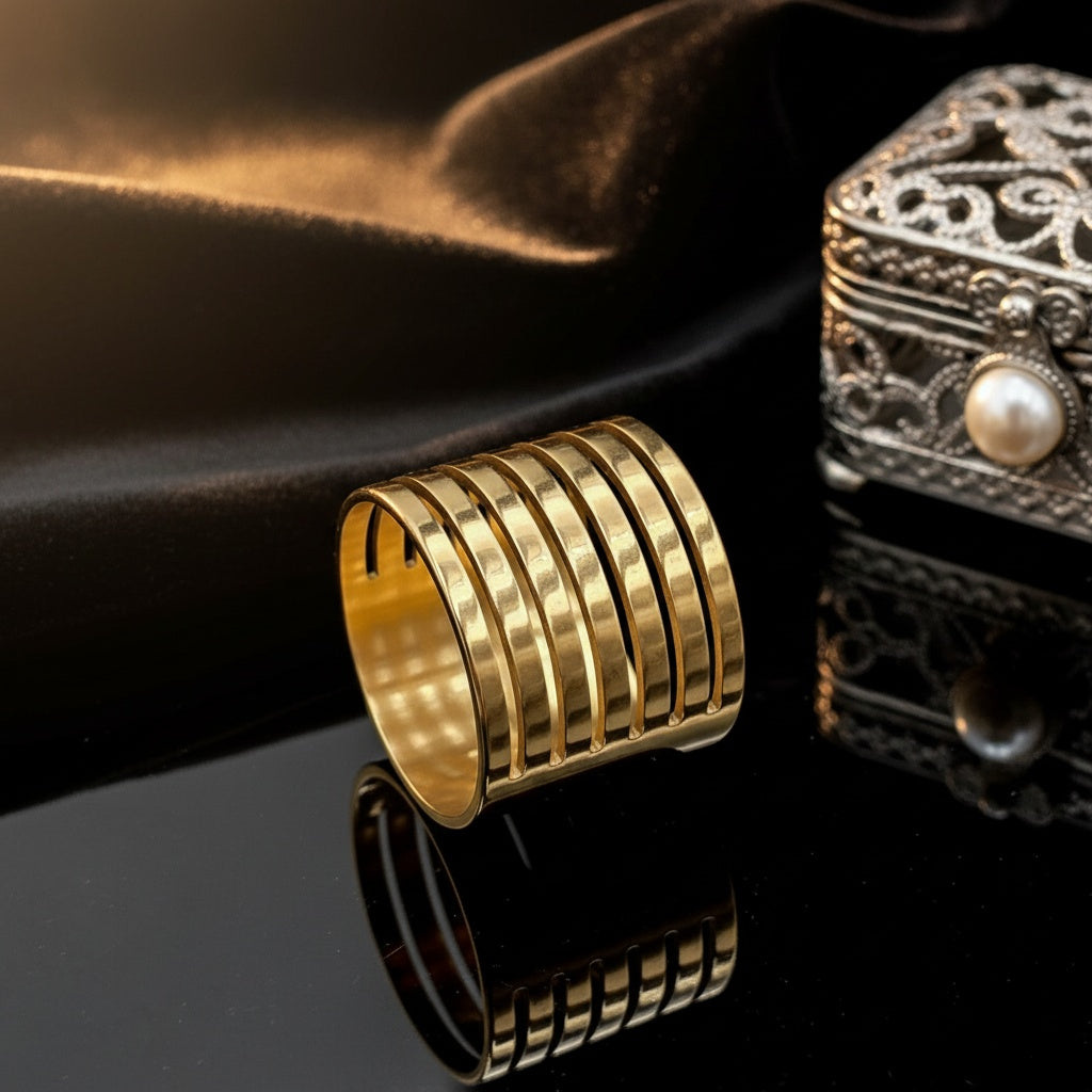 Inel Banda multi-stratificat, minimalist Oțel Inoxidabil Auriu - Hipoalergenic