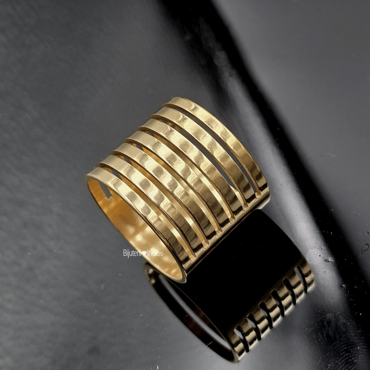 Inel Banda multi-stratificat, minimalist Oțel Inoxidabil Auriu - Hipoalergenic