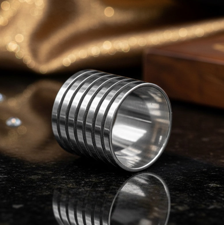 Inel Banda multiplă, minimalistă Oțel Inoxidabil Argintiu - Hipoalergenic