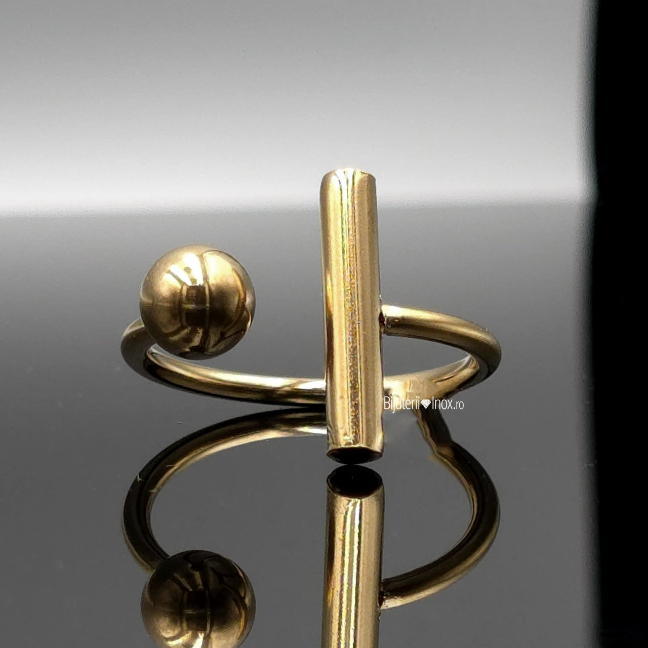 Inel Bară și sferă minimalistă Oțel Inoxidabil Auriu - Hipoalergenic