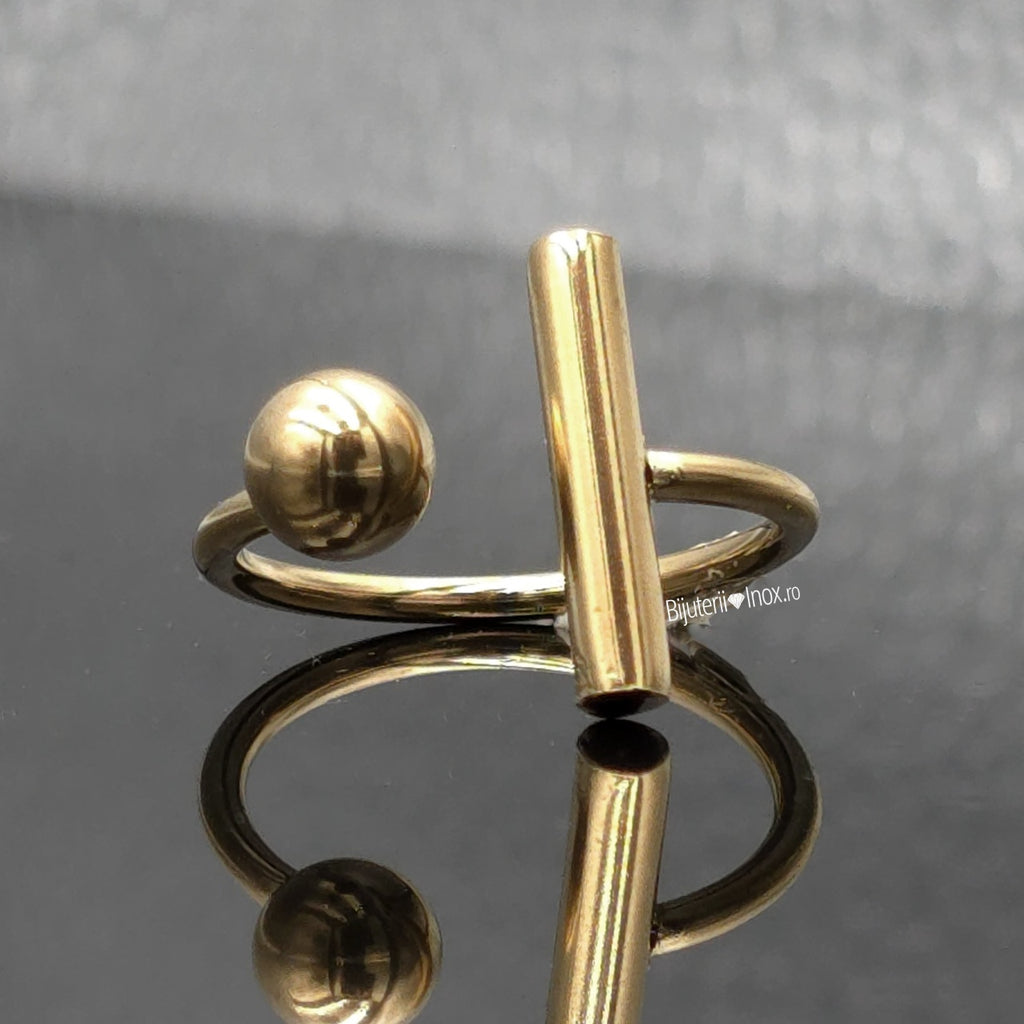 Inel Bară și sferă minimalistă Oțel Inoxidabil Auriu - Hipoalergenic