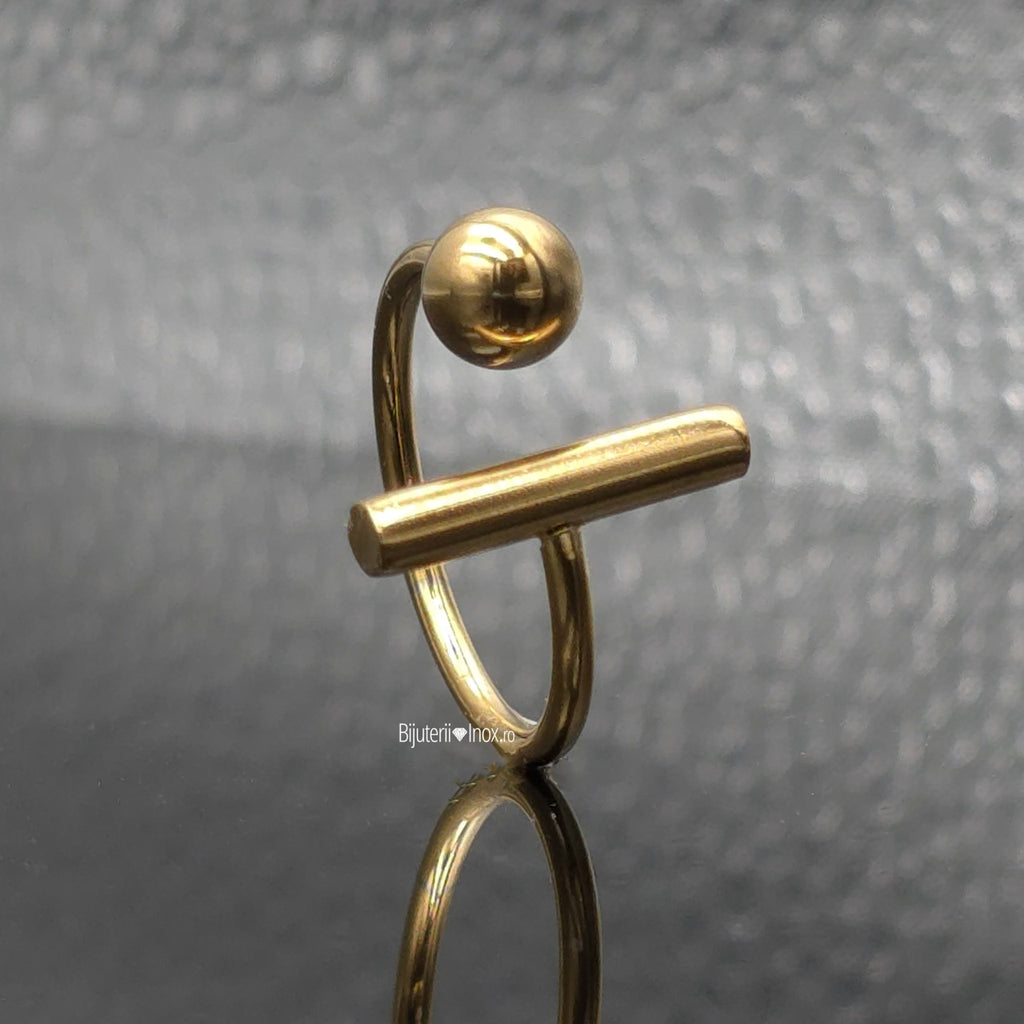Inel Bară și sferă minimalistă Oțel Inoxidabil Auriu - Hipoalergenic