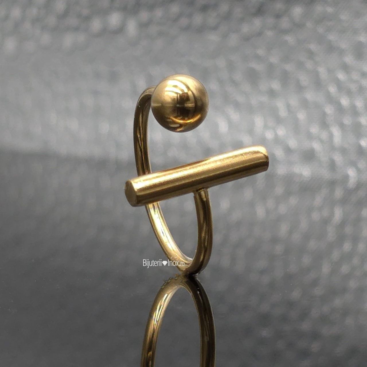 Inel Bară și sferă minimalistă Oțel Inoxidabil Auriu - Hipoalergenic