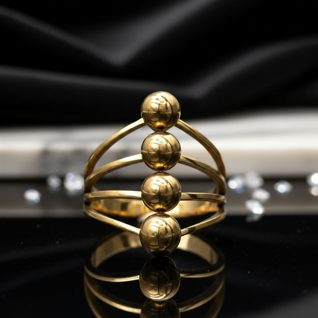 Inel Sfere înșirate, modern Oțel Inoxidabil Auriu - Hipoalergenic