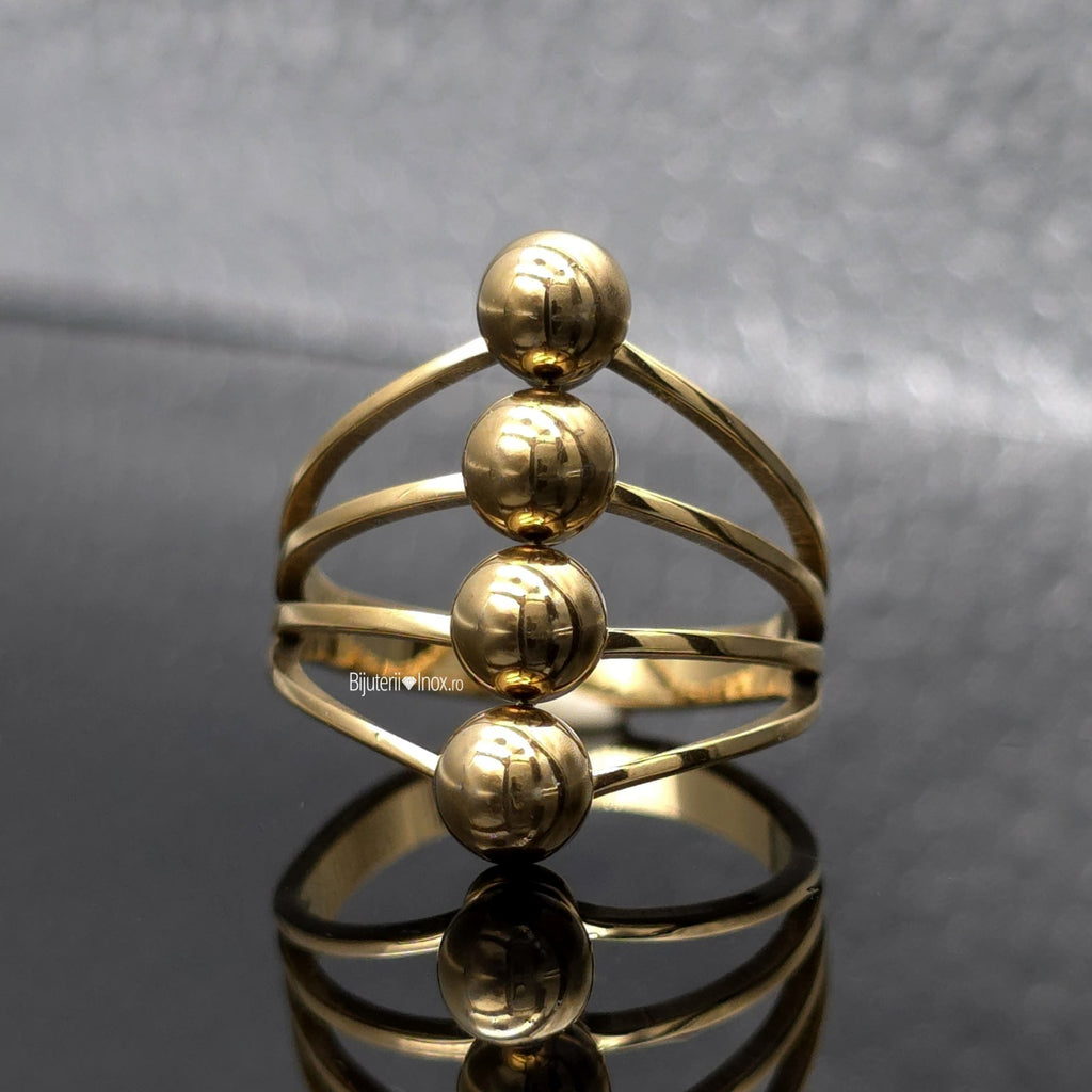 Inel Sfere înșirate, modern Oțel Inoxidabil Auriu - Hipoalergenic