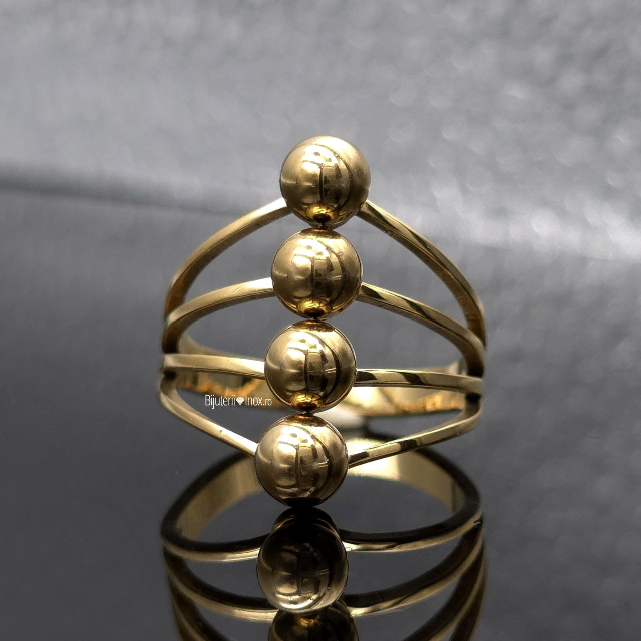 Inel Sfere înșirate, modern Oțel Inoxidabil Auriu - Hipoalergenic
