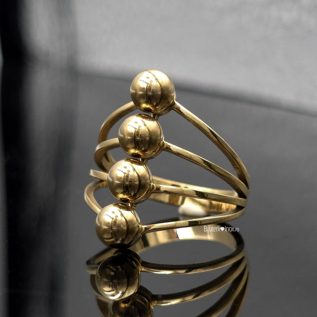 Inel Sfere înșirate, modern Oțel Inoxidabil Auriu - Hipoalergenic