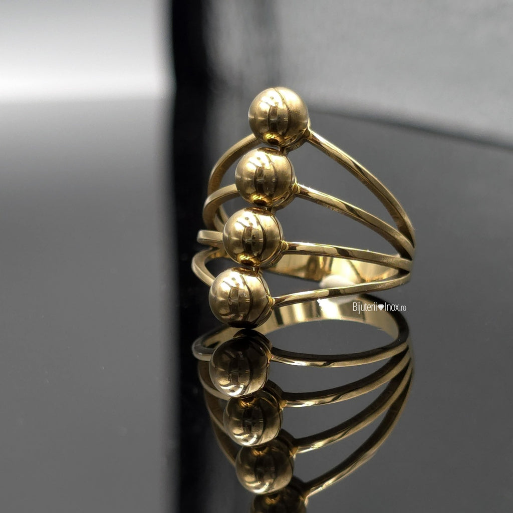 Inel Sfere înșirate, modern Oțel Inoxidabil Auriu - Hipoalergenic