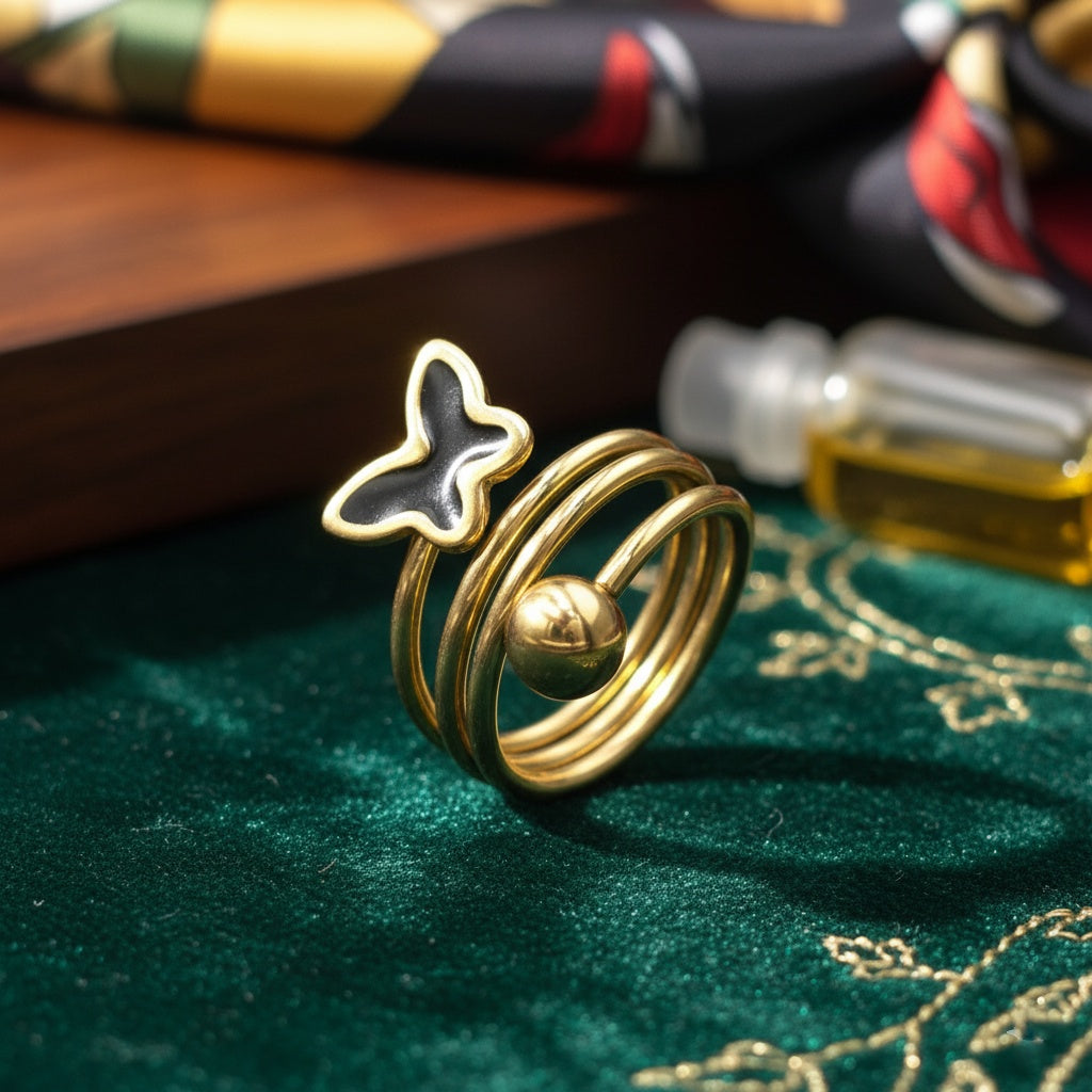 Inel Fluture, spirală, bilă Oțel Inoxidabil Auriu - Hipoalergenic