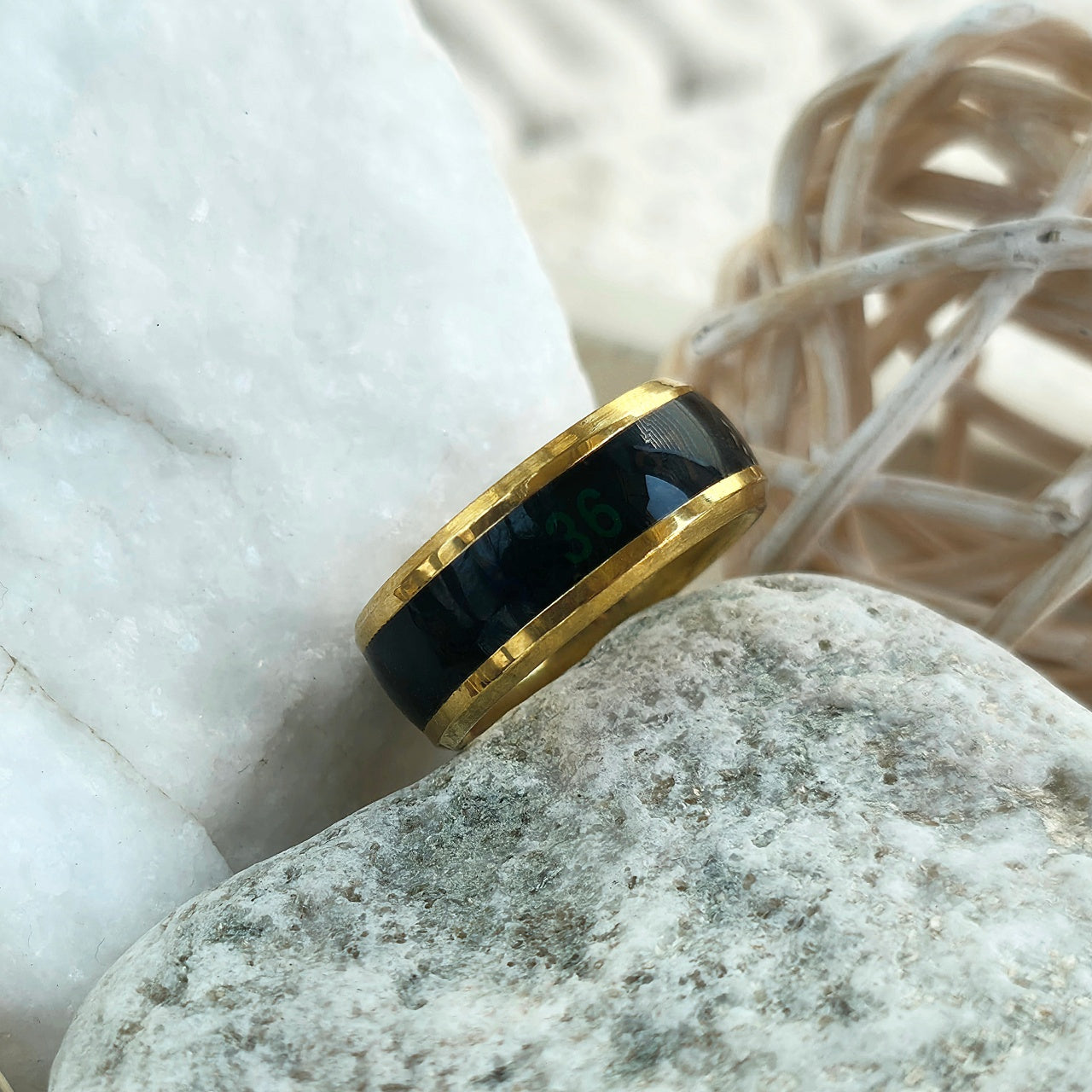 Inel Aur, negru, capricorn Oțel Inoxidabil Auriu - Hipoalergenic