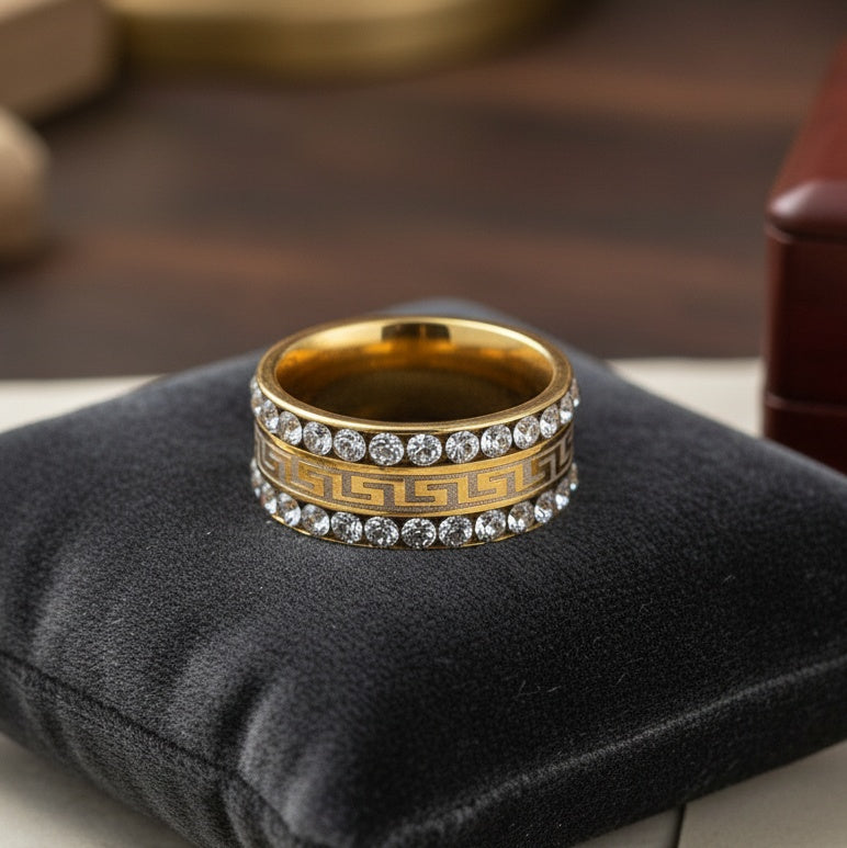 Inel Auriu, sclipitor, meandru Oțel Inoxidabil Auriu - Hipoalergenic