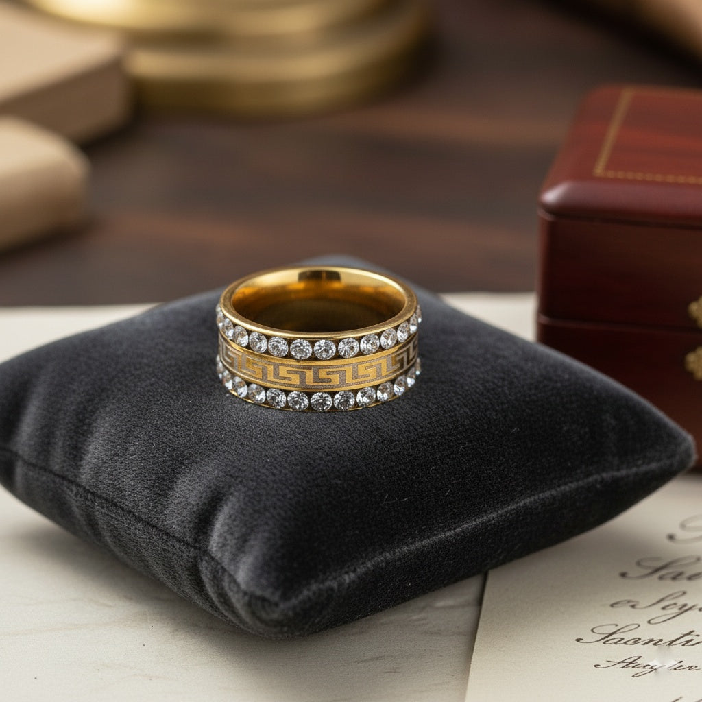 Inel Auriu, sclipitor, meandru Oțel Inoxidabil Auriu - Hipoalergenic