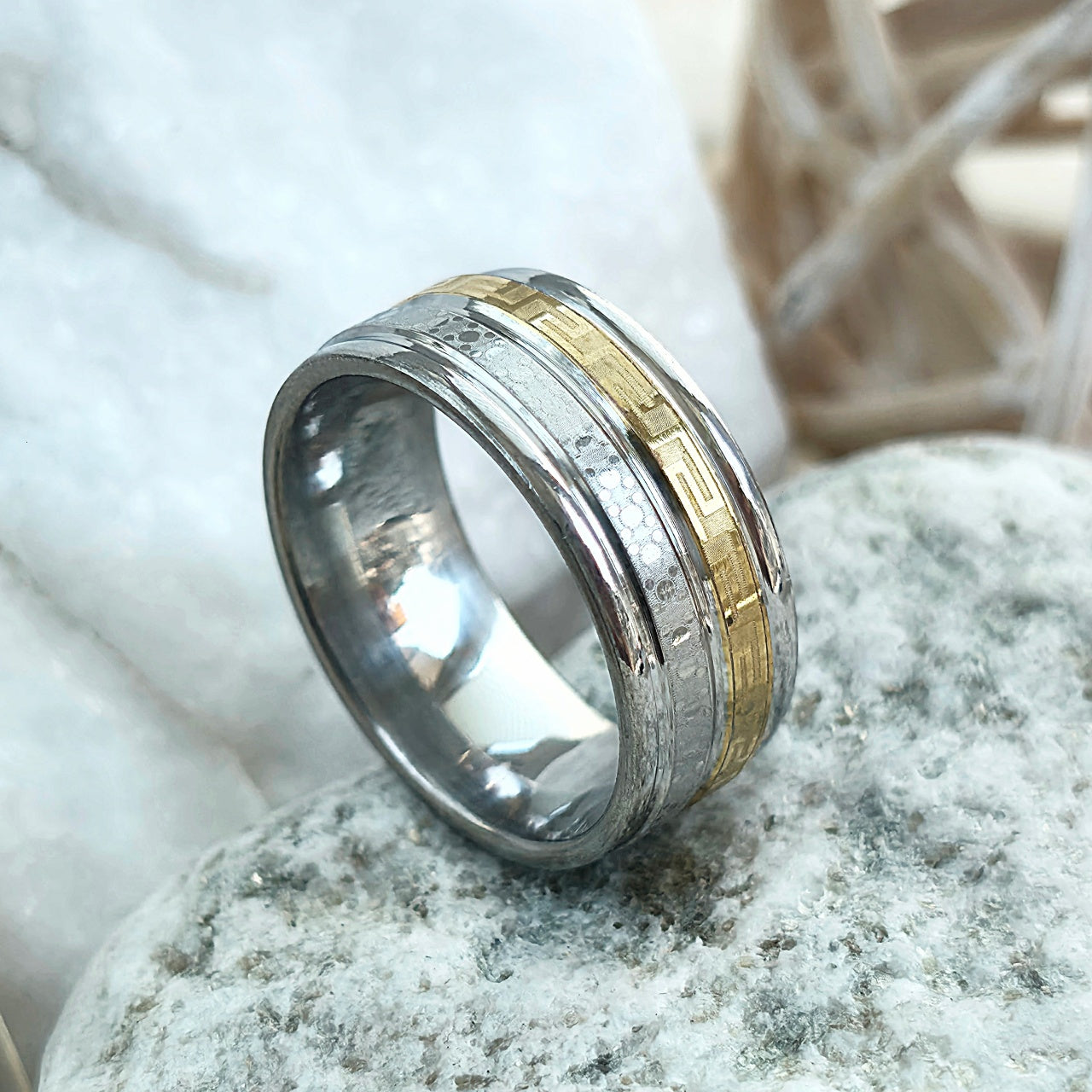 Inel metalic, model grecesc Oțel Inoxidabil Argintiu - Hipoalergenic