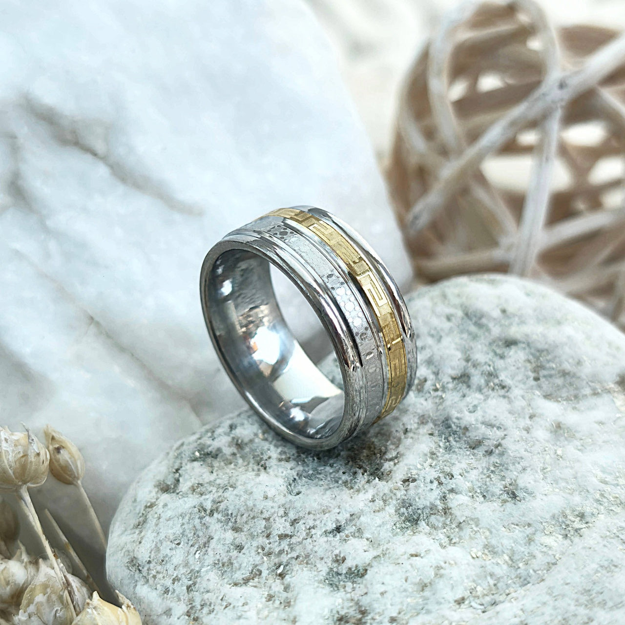 Inel metalic, model grecesc Oțel Inoxidabil Argintiu - Hipoalergenic