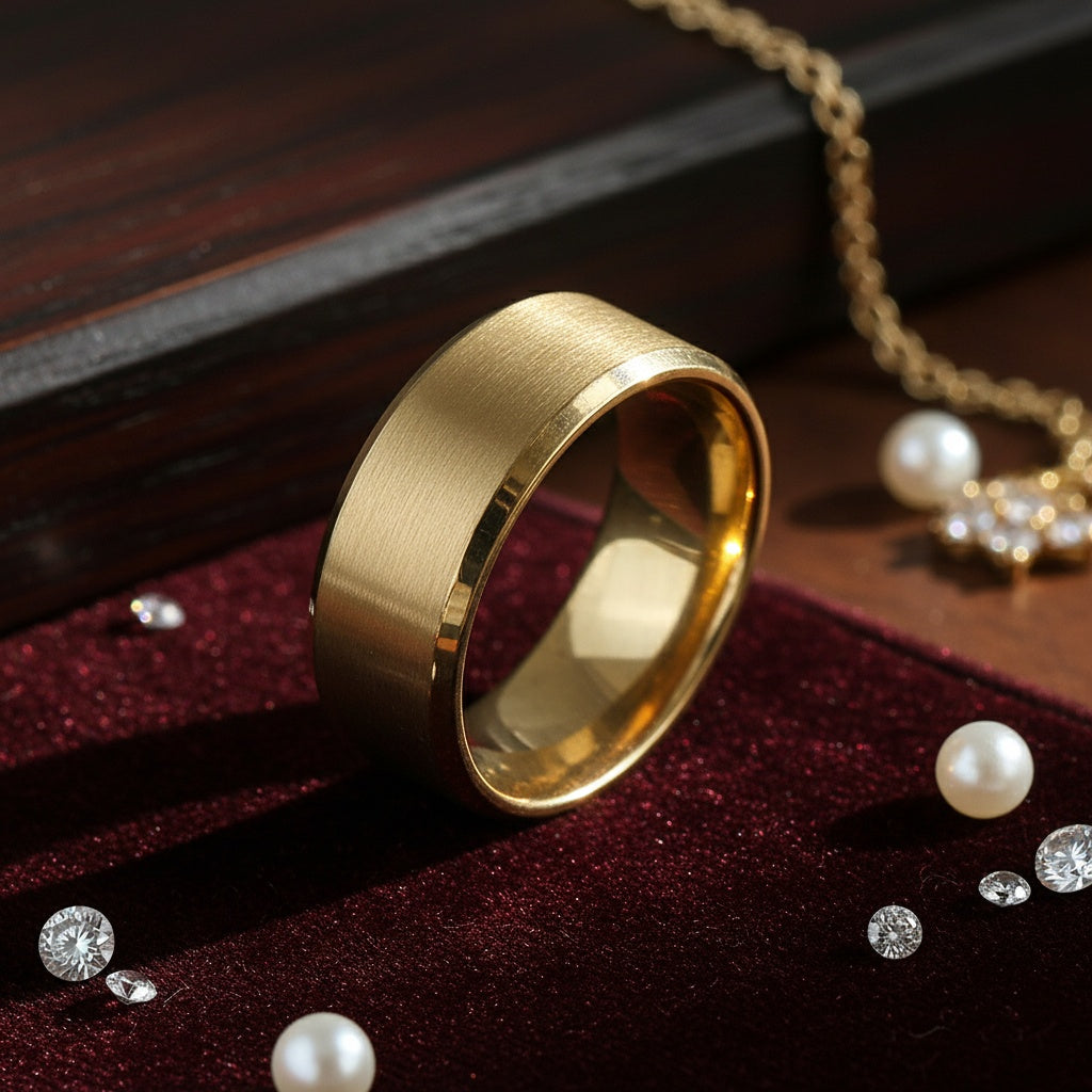 Inel Mat, lucios, modern Oțel Inoxidabil Auriu - Hipoalergenic