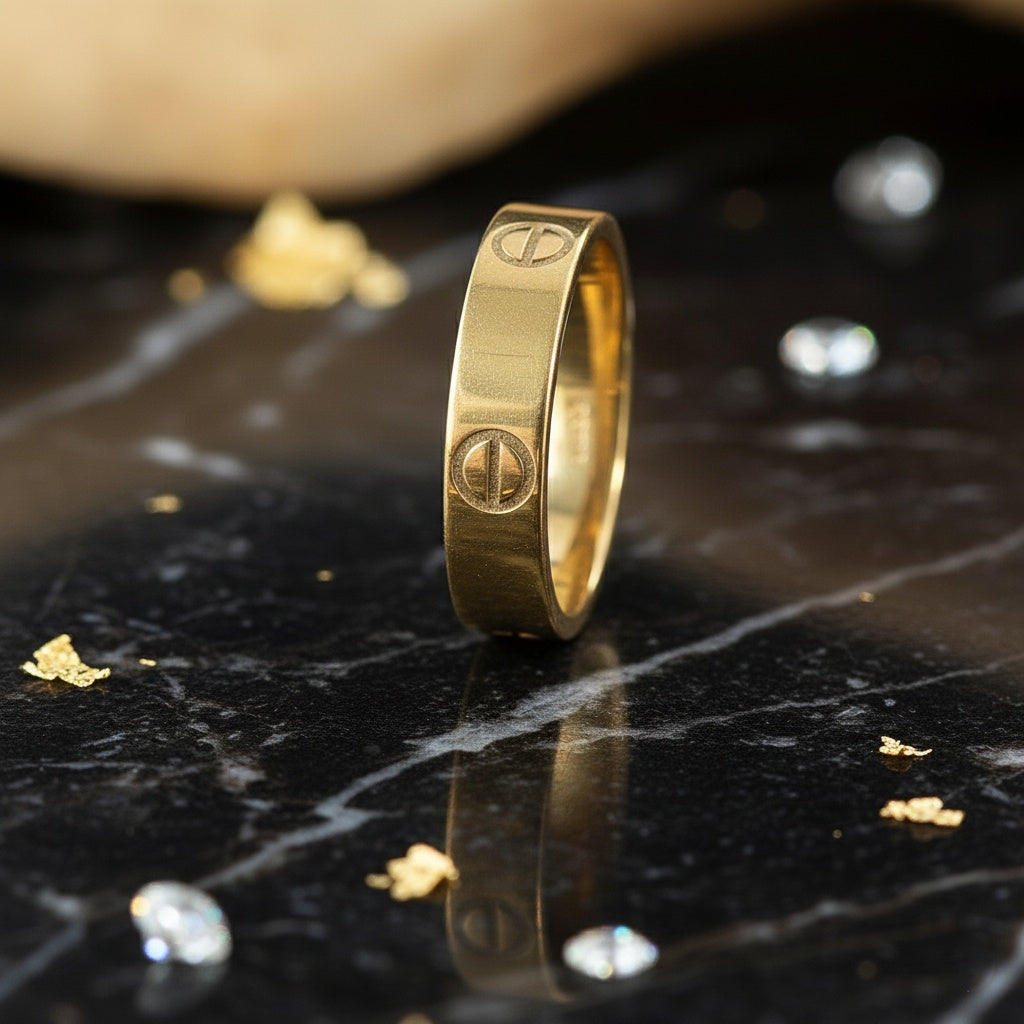 Inel Auriu, logo cartier Oțel Inoxidabil Auriu - Hipoalergenic