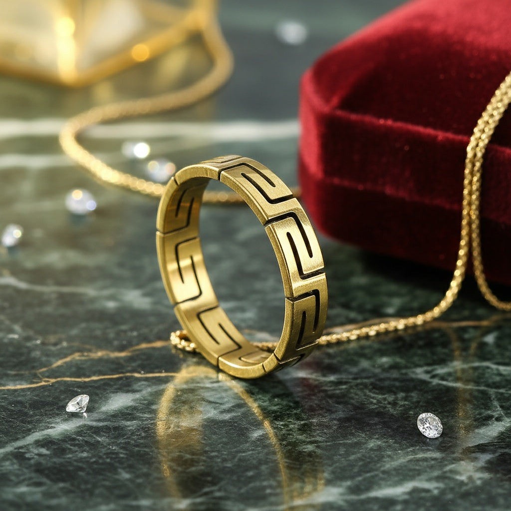 Inel Meandru antic auriu Oțel Inoxidabil Auriu - Hipoalergenic