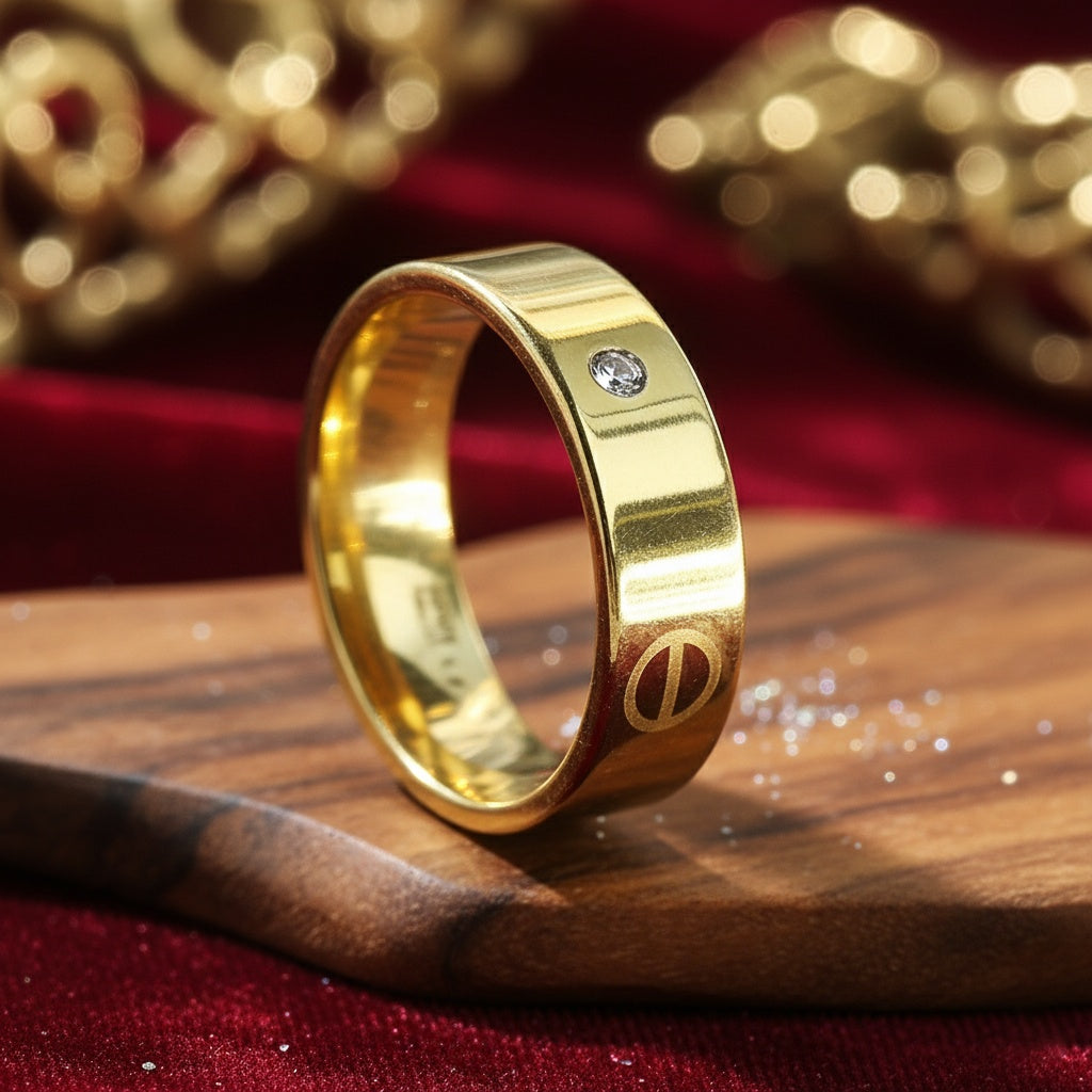 Inel auriu, diamant Oțel Inoxidabil Auriu - Hipoalergenic