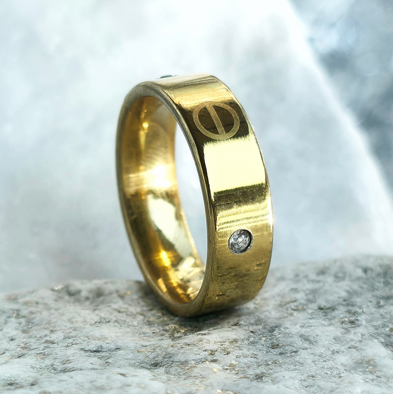 Inel auriu, diamant Oțel Inoxidabil Auriu - Hipoalergenic