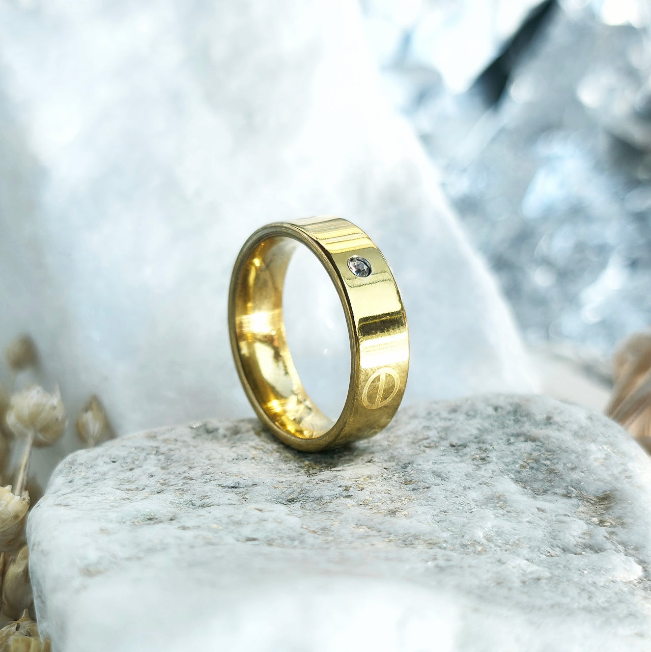 Inel auriu, diamant Oțel Inoxidabil Auriu - Hipoalergenic