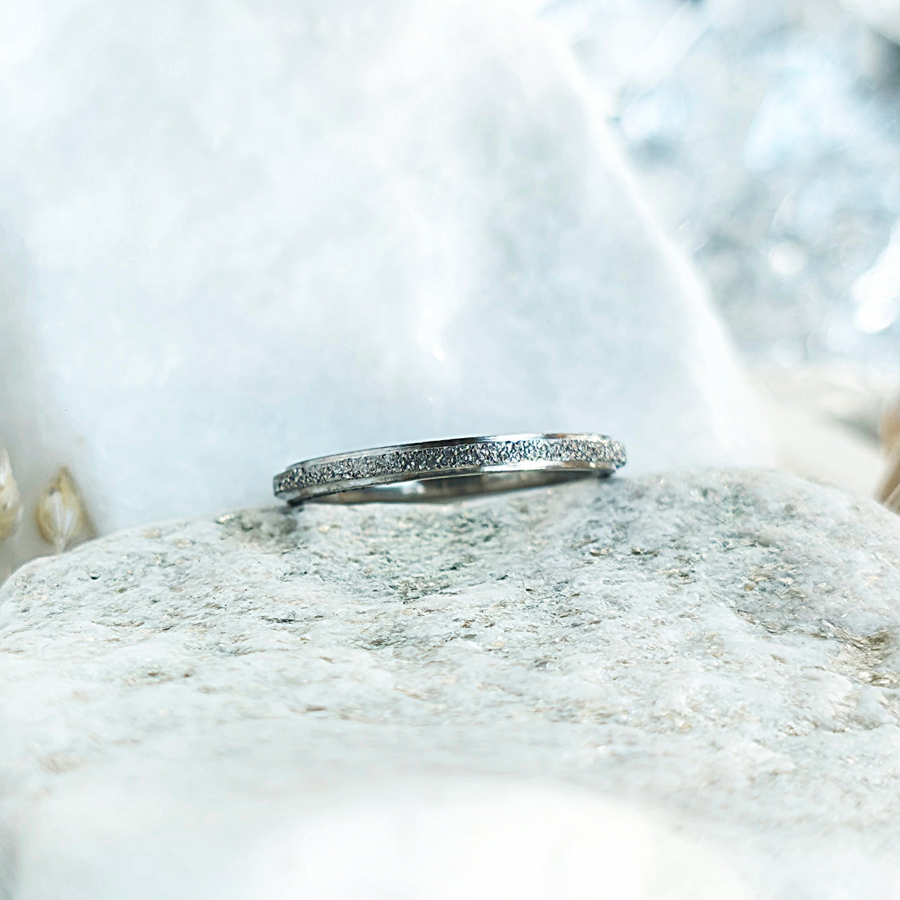 Inel Bandă subțire, pavé diamonds Oțel Inoxidabil Argintiu - Hipoalergenic